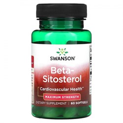 Swanson Beta Sitosterol, максимальная сила, 60 мягких капсул - фото 7425